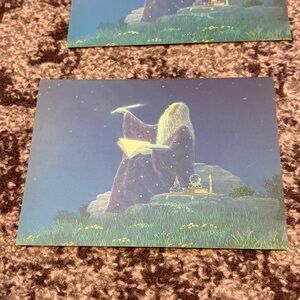 Vintage Set of 4p Blue & Green Art Prints The Old Man by Gilbert Williams Retro